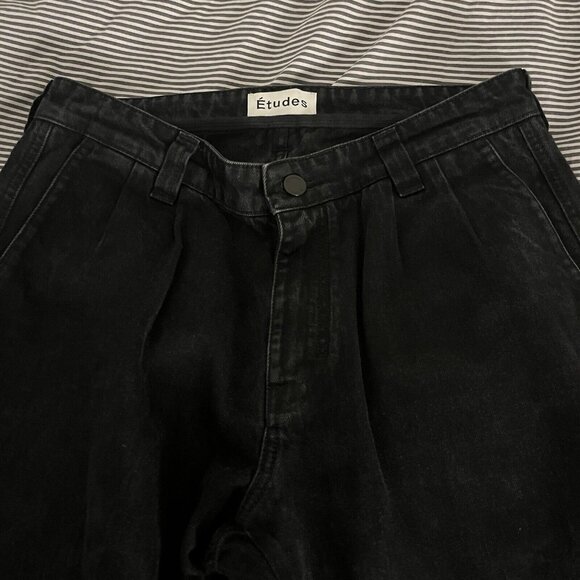 Etudes Jeans Black Rinsed Denim Pleated 32x32 (48 FR) - Picture 1 of 5